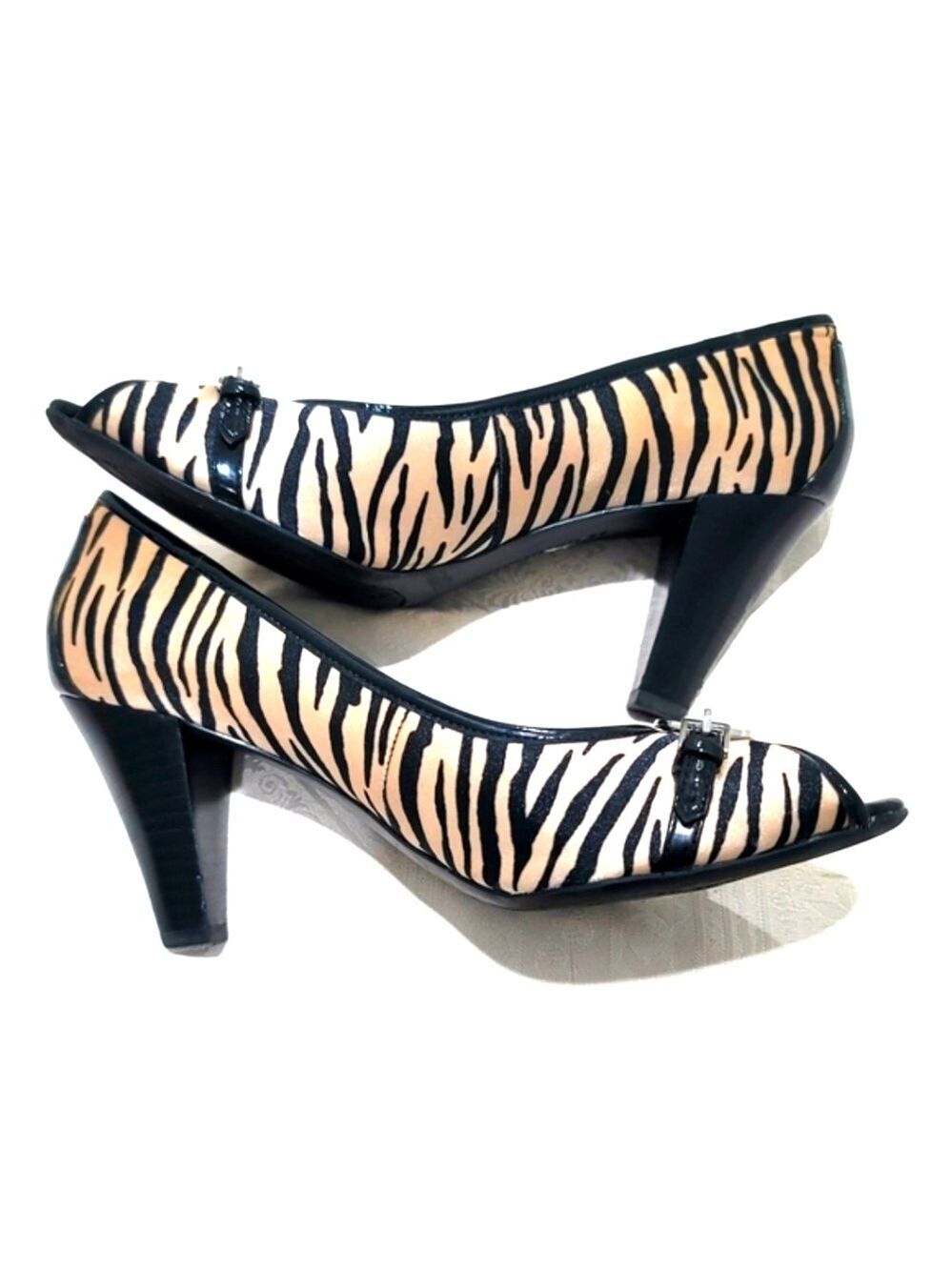 Naturalizer N5 Comfort Open Toe Zebra Pumps Size 8